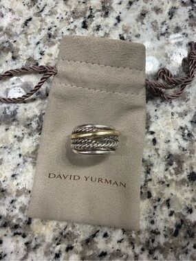 David Yurman Two-Tone Cable Dome Ring - Silver & Gold